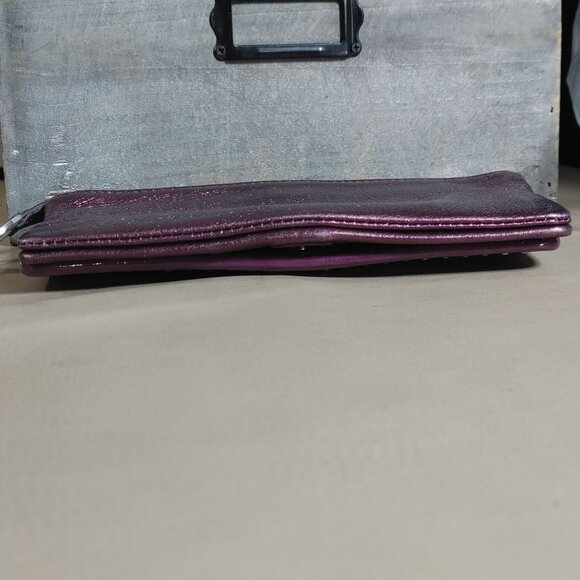 Brighton Pretty Tough Purple Studded Leather Wallet Card Slots Silver Tone Charm - Picture 9 of 12